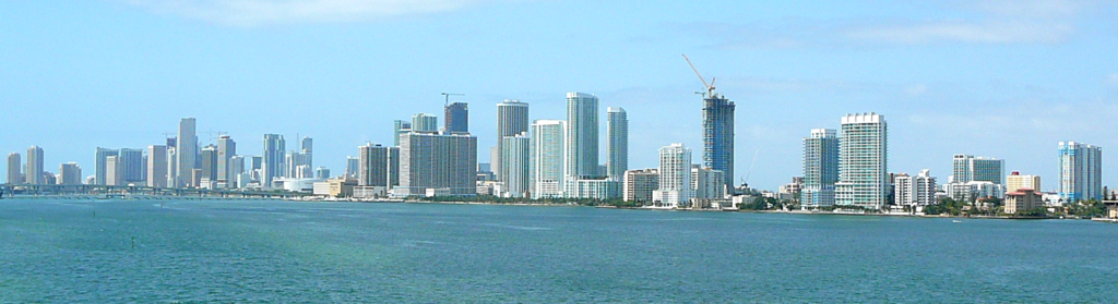 Digital photo taken by Marc Averette. The downtown Miami skyline as seen from I-195 5/16/2008. Wikipedia Commons